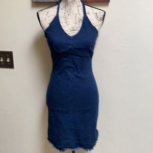 Denim sleeveless  halter tie dress NWT